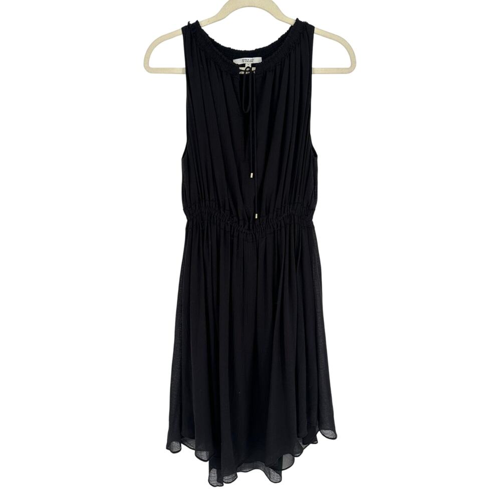 Derek‎ Lam 10 Crosby Dress 4 Black Ruffle Midi A Line Shirred Whimsygoth Elastic